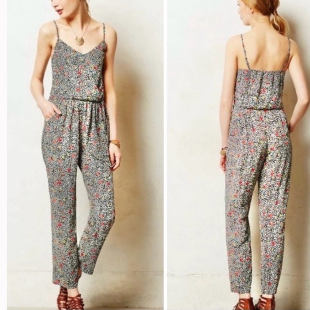 elevenses Athropologie Spaghetti-Strap Jumpsuit Peonia Floral Y2K Summer‎ Romper